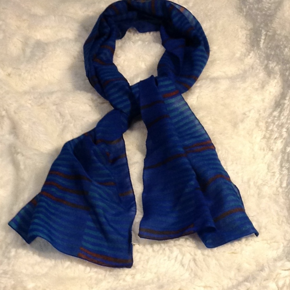 ❌GIFTED❌Made in ITALY SCARF blue+Stripes 60"x 10" - Picture 3 of 5